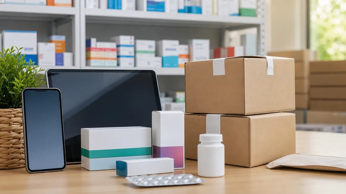 Digital pharmacy access concept with medicines logistics across Africa