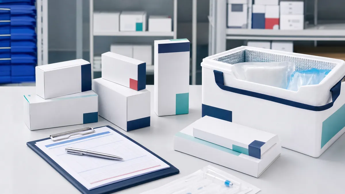 Unbranded pharmaceutical product cartons, medical device packs and cold-chain packaging